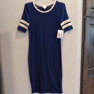 LuluRoe Blue and Cream Women's Dress